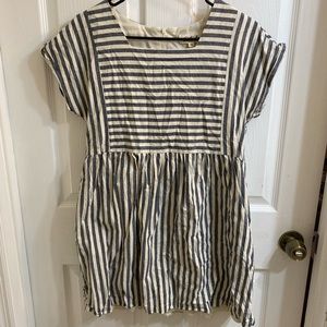 blue and white striped mini dress